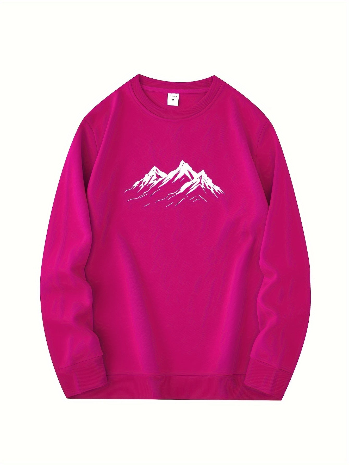 Casual Oversized Tröja med Bergsmönster Tryck för Herr | Perfekt för Höst/Vinter