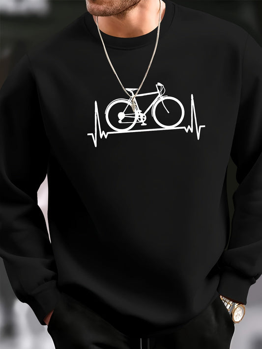 Casual Tröja med Cykel Tryck för Herr | Perfekt för Casual Dagar