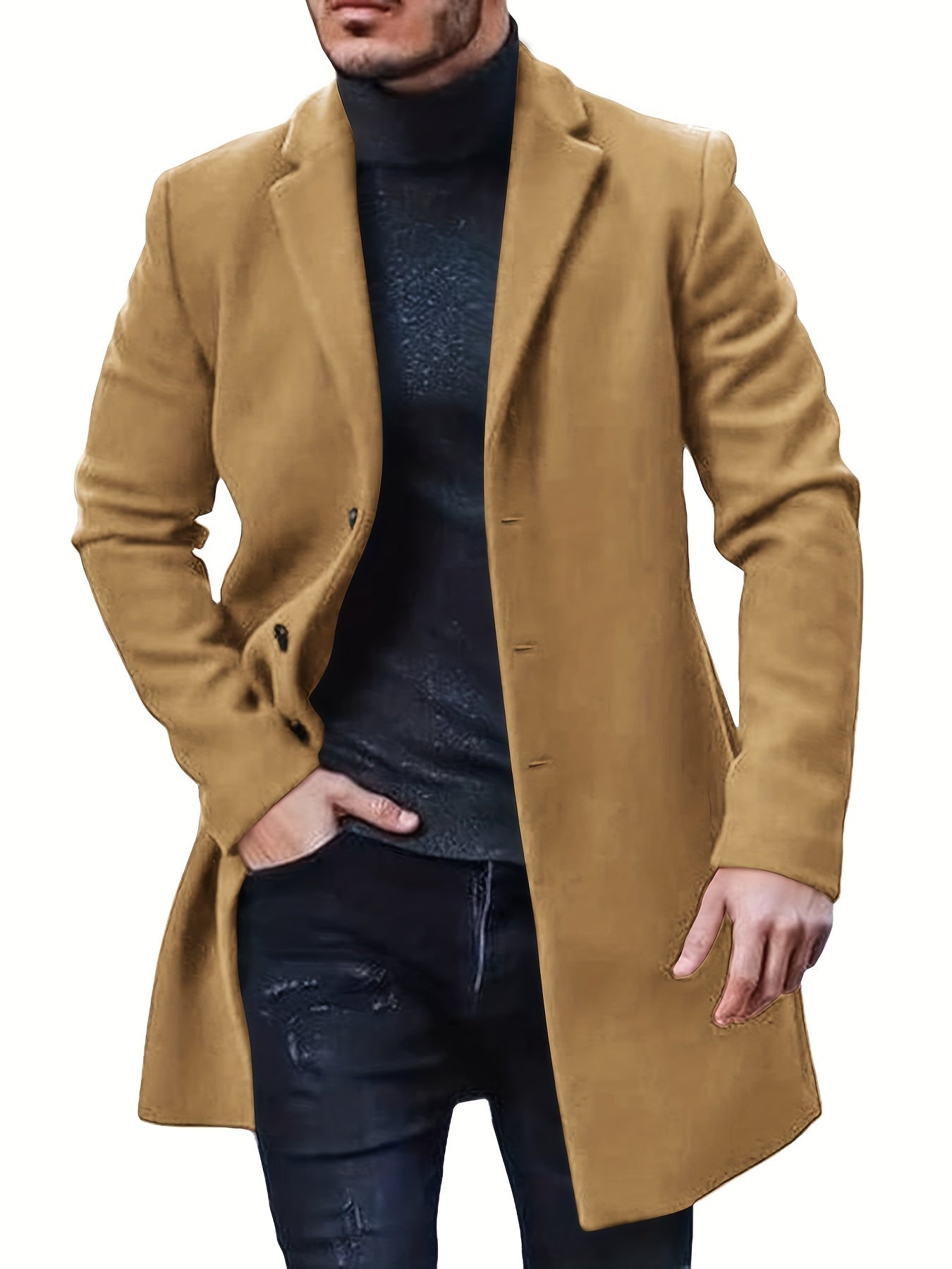 | Ledig Retro Trench Vinterjacka för Herr