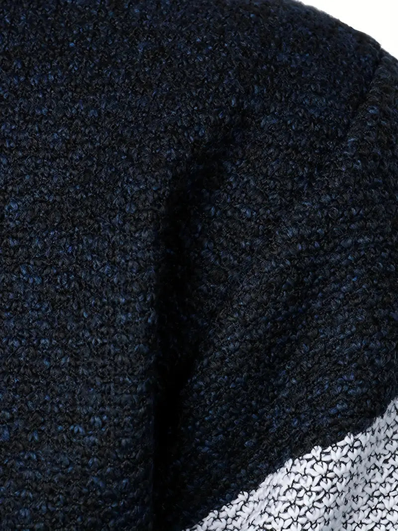 Elegant Marinblå Halvdragkedja Tröja För Herr | Perfekt för Höst/Vinter