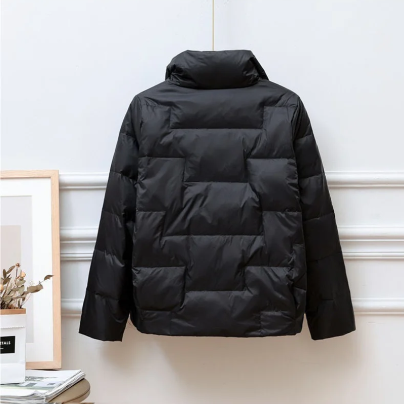 Unisex Vadderad Jacka – Quiltad Design – Värmande Isolering – lång Krage
