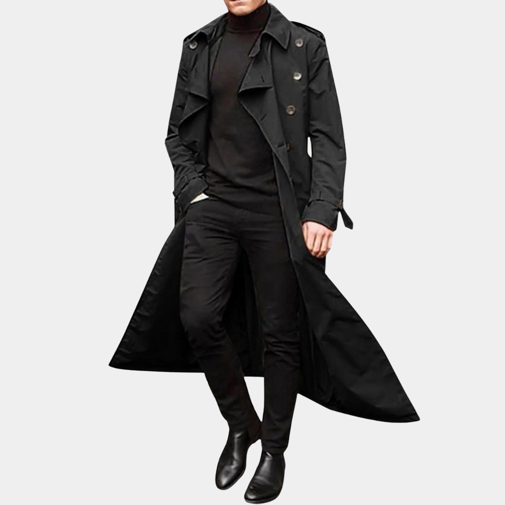 Dennis | Klassisk lång trenchcoat med bälte