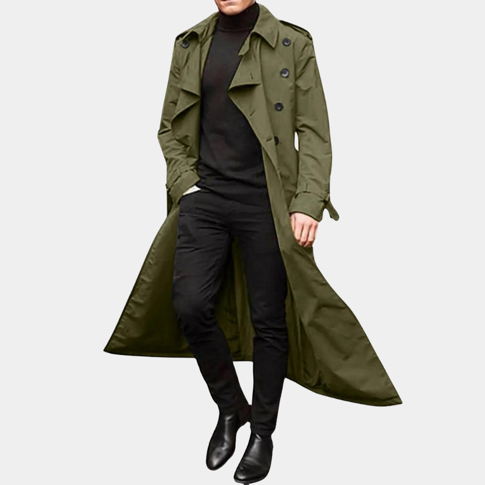 Dennis | Klassisk lång trenchcoat med bälte