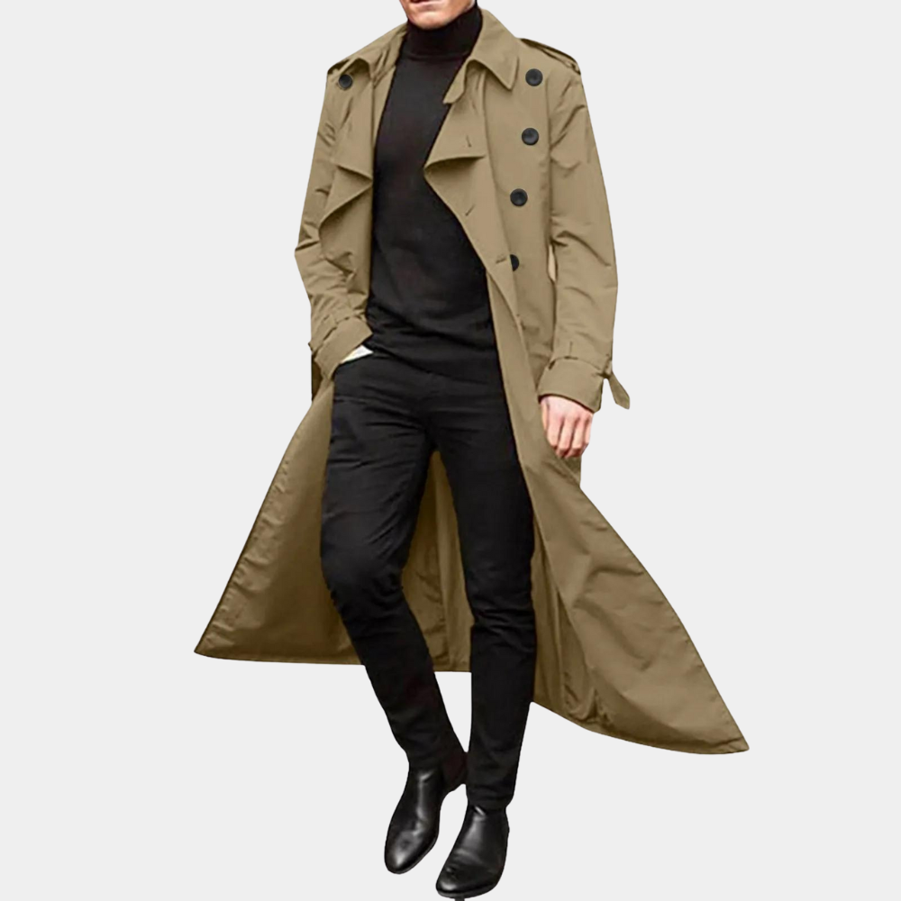 Dennis | Klassisk lång trenchcoat med bälte