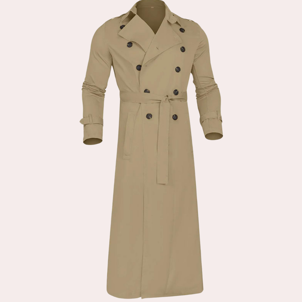 Dennis | Klassisk lång trenchcoat med bälte