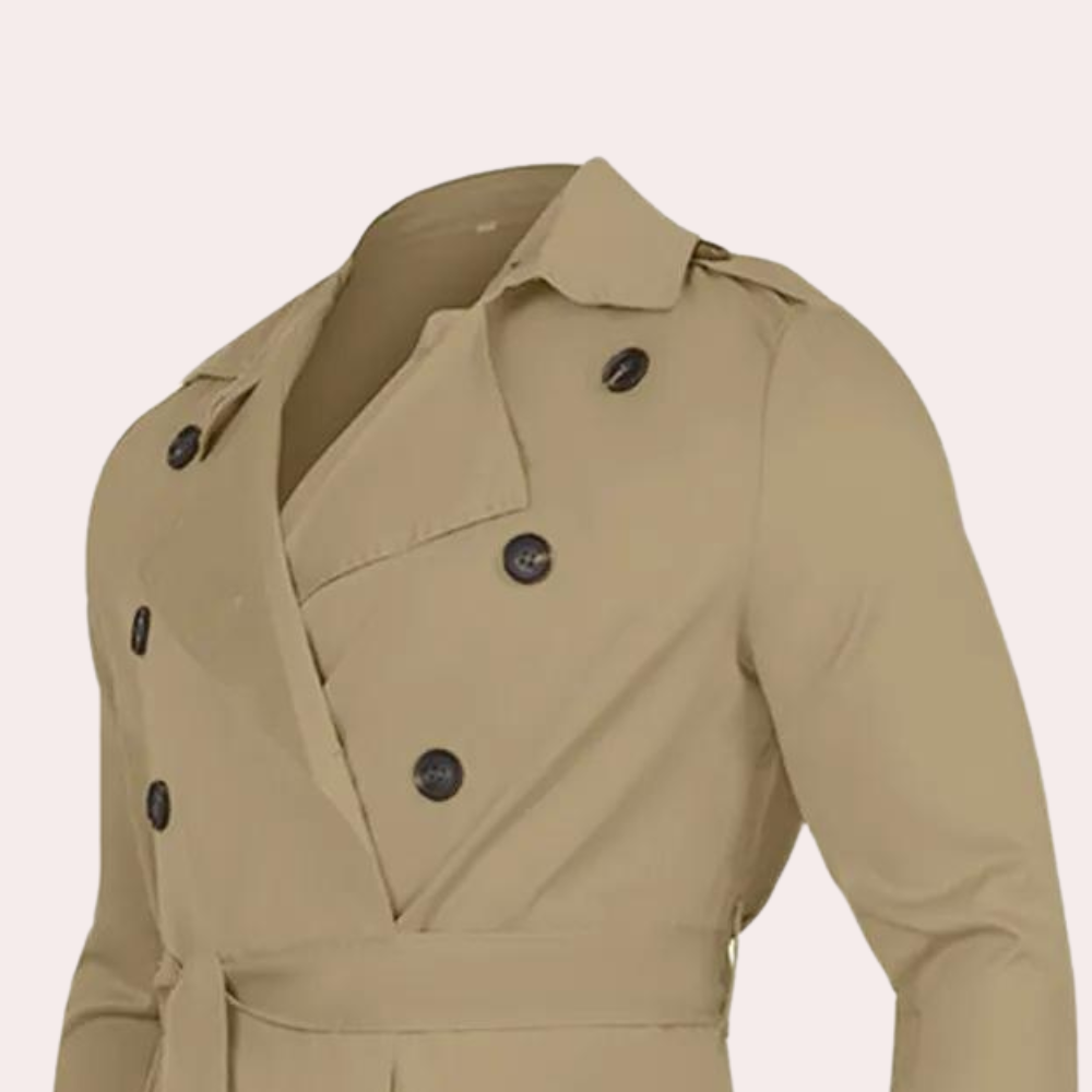 Dennis | Klassisk lång trenchcoat med bälte