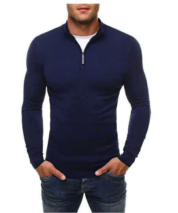 Casual Slim Fit Stretch Tröja för Herr | Perfekt för Höst/Vinter