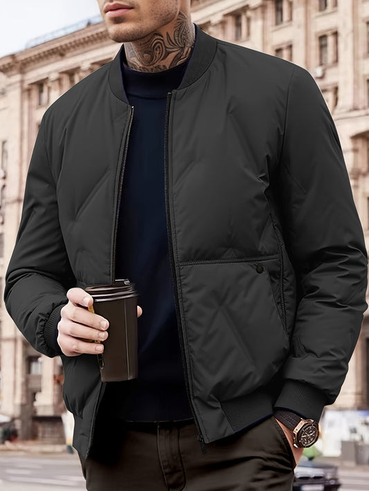 David | Solida fleece vinterjacka med ribbad kant och manschetter