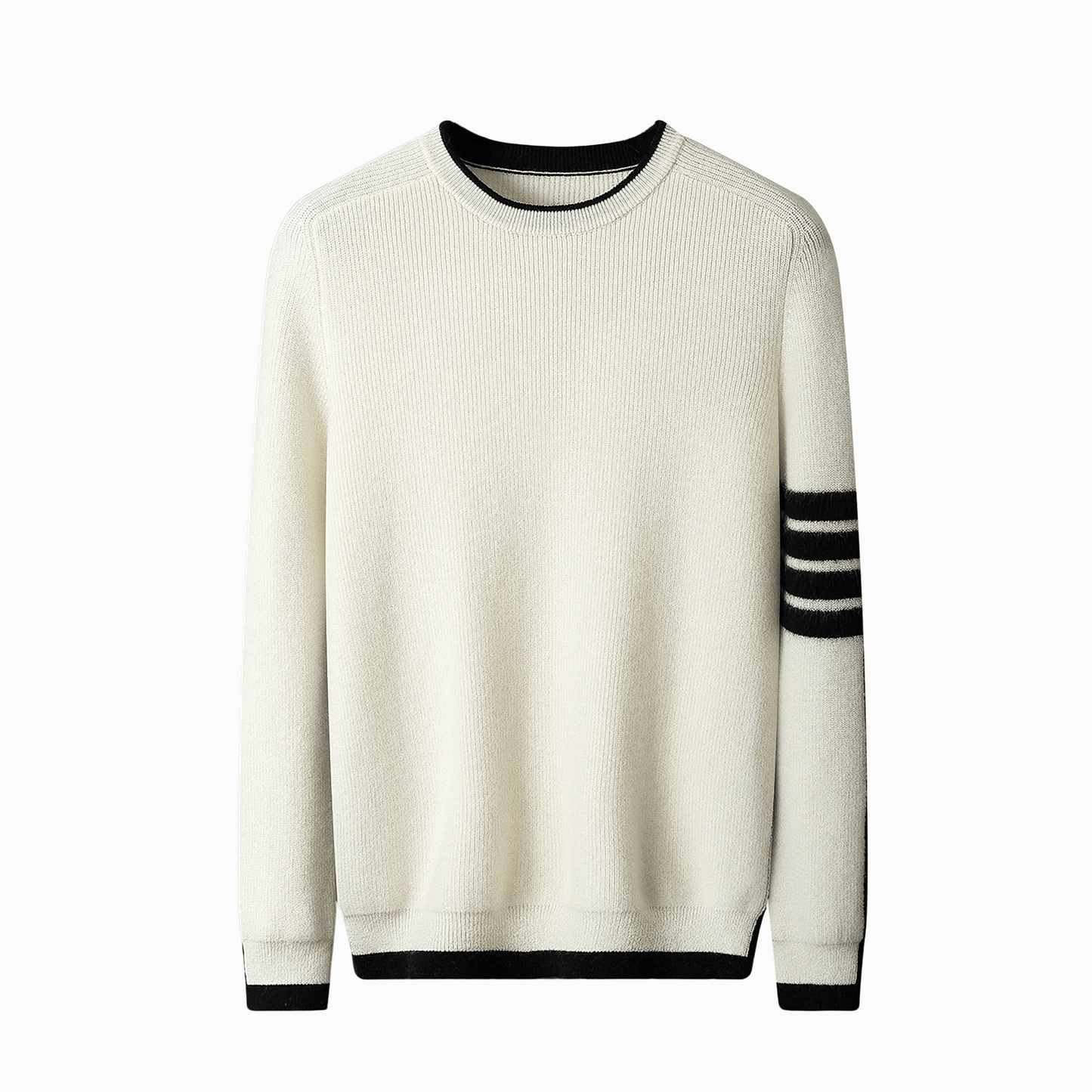 RIBBED-KNIT CREWNECK - Vit
