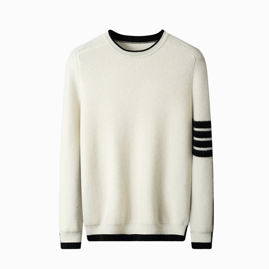 RIBBED-KNIT CREWNECK - Vit