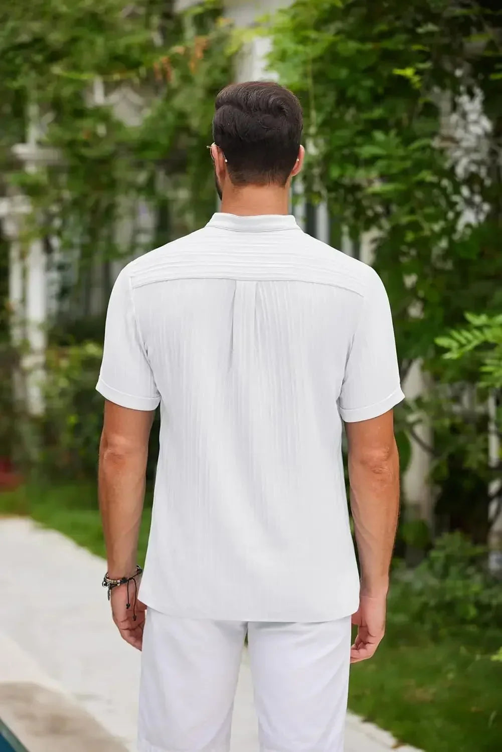 T-shirt i bomullslinne i rynkstil för män - Aron