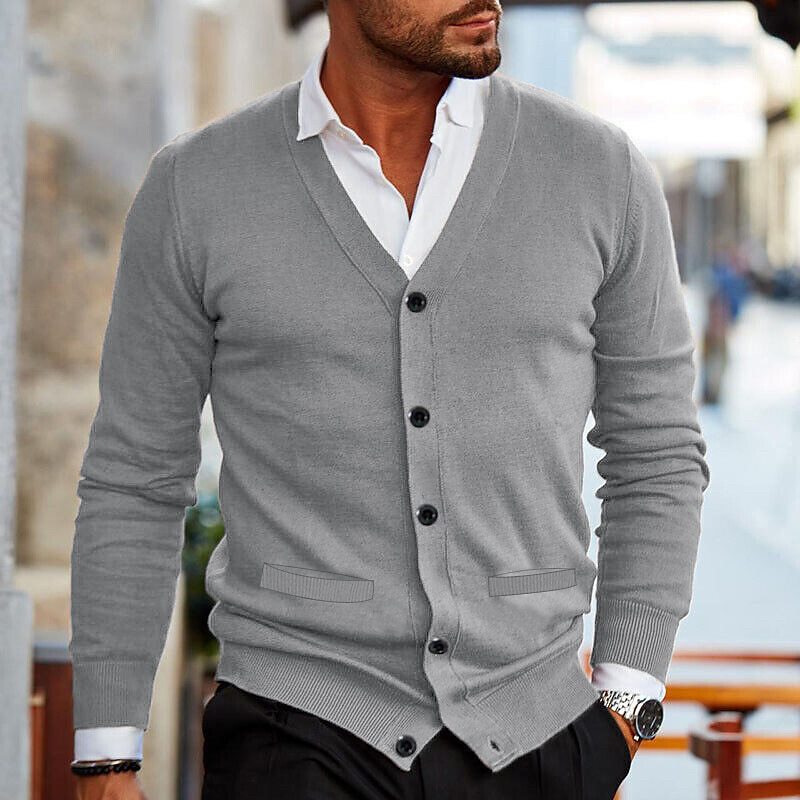 Cardigan Herr Modern Design Mjuk Material med Fickor