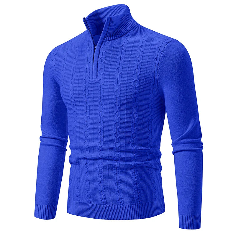 Casual Slim Fit Ståkrage Zip Tröja för Herr | Perfekt för Vardagsbruk Höst/Vinter