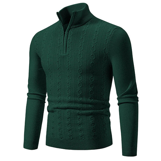 Casual Slim Fit Ståkrage Zip Tröja för Herr | Perfekt för Vardagsbruk Höst/Vinter