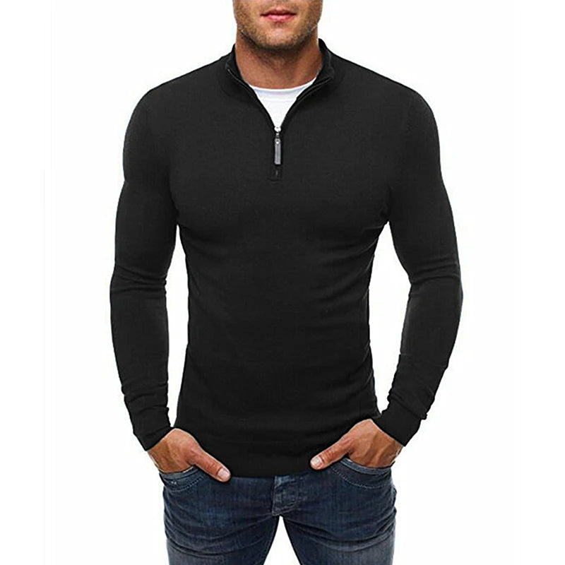 Casual Slim Fit Stretch Tröja för Herr | Perfekt för Höst/Vinter