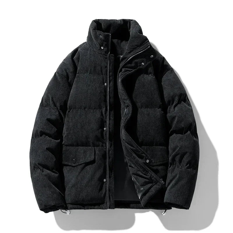 Warmood | Trendig vinter-cord quiltad jacka för män