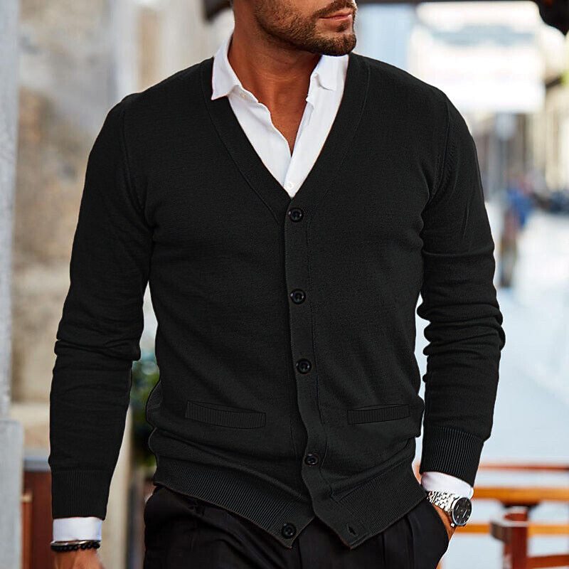 Cardigan Herr Modern Design Mjuk Material med Fickor