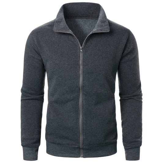 Sportig herrhoodie med ståkrage och dragkedja