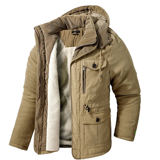 Varmare herrparkas med huva