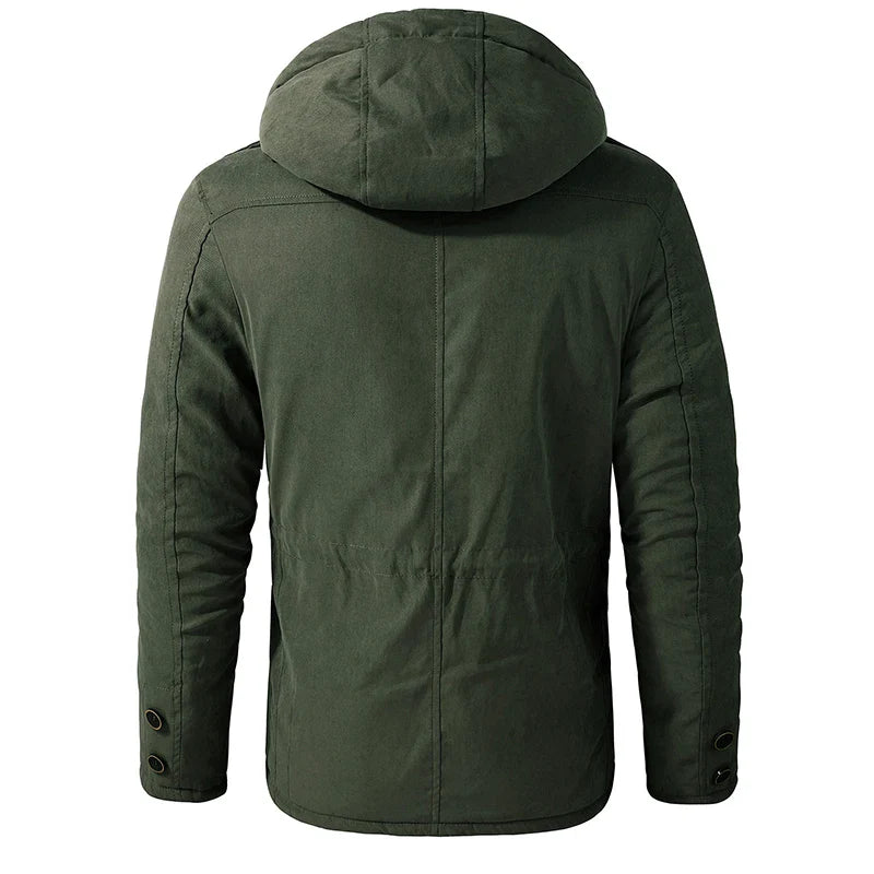 Varmare herrparkas med huva