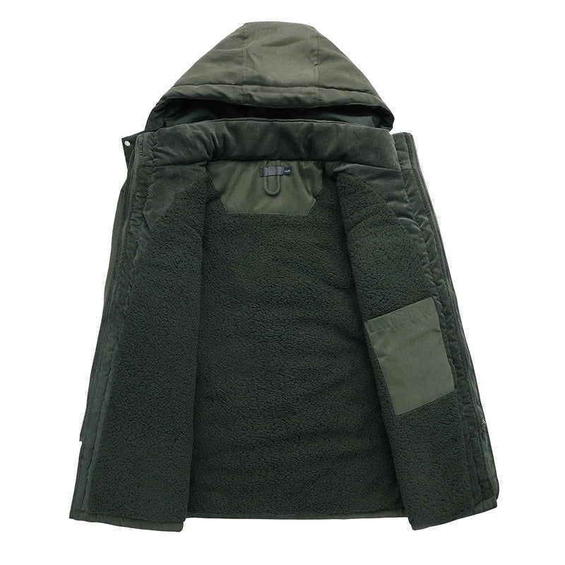 Varmare herrparkas med huva