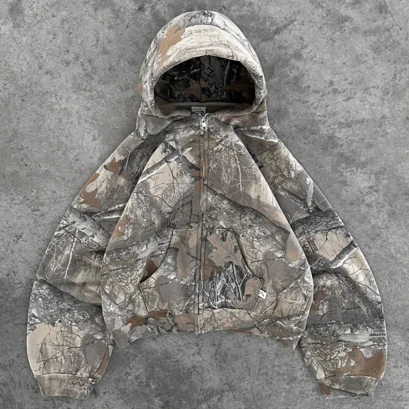 Y2K Retro Unisex Hoodie med kamouflagemönster