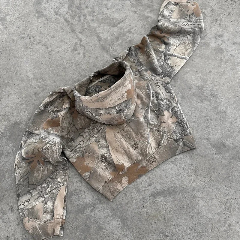 Y2K Retro Unisex Hoodie med kamouflagemönster