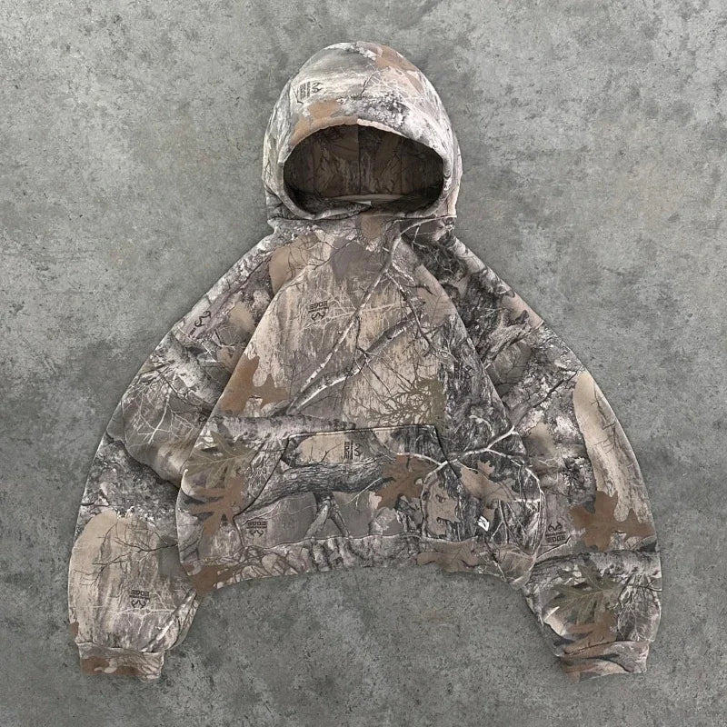 Y2K Retro Unisex Hoodie med kamouflagemönster