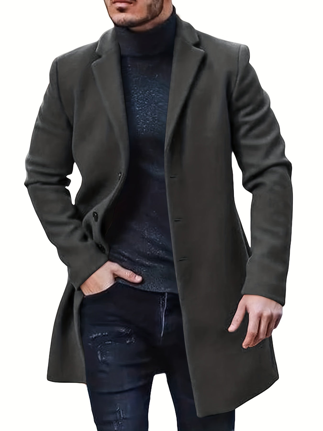 | Ledig Retro Trench Vinterjacka för Herr