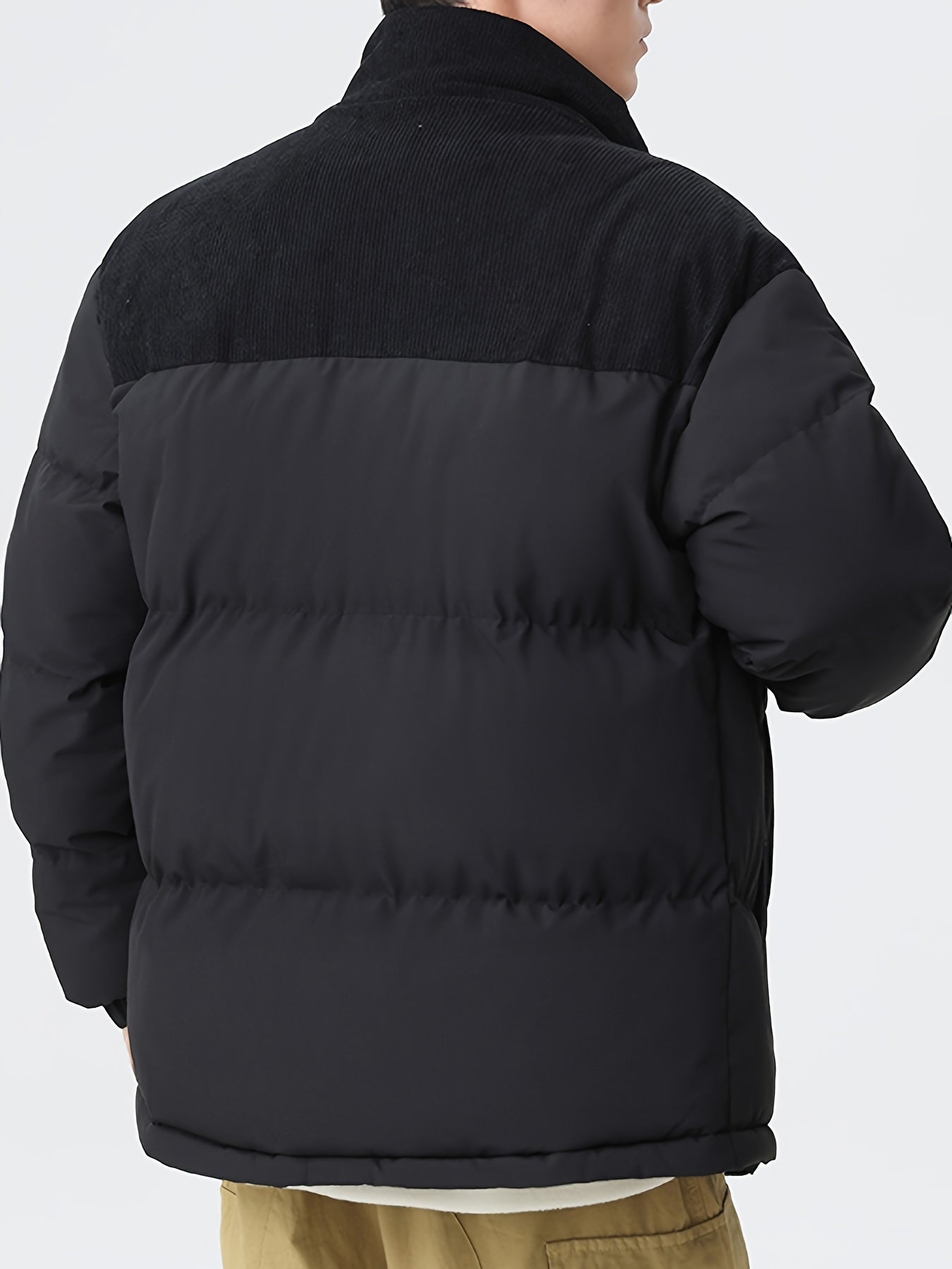Collin | Colorblock Standkrage Vadderad Vinterjacka Med Corduroy Foder