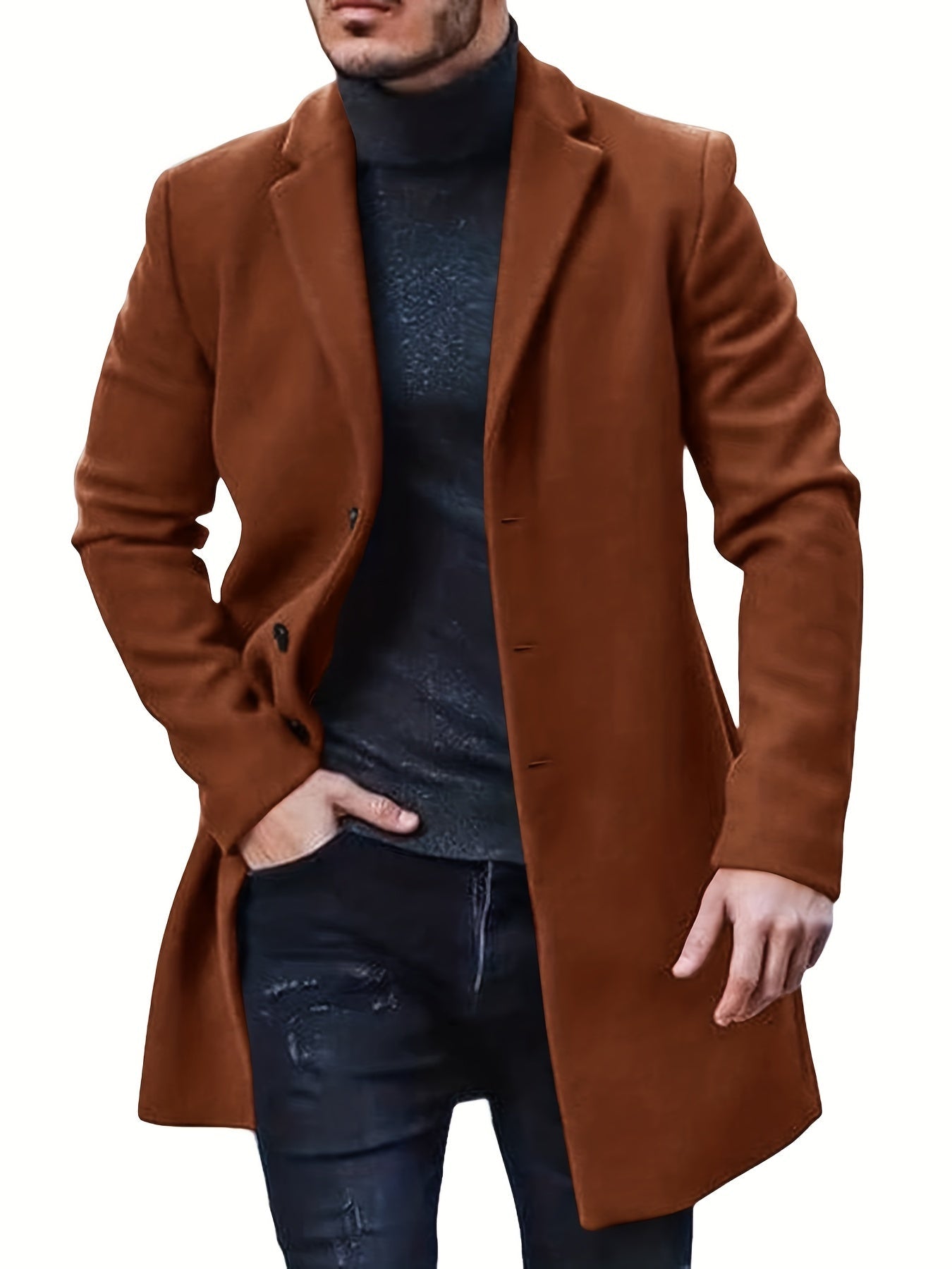 | Ledig Retro Trench Vinterjacka för Herr
