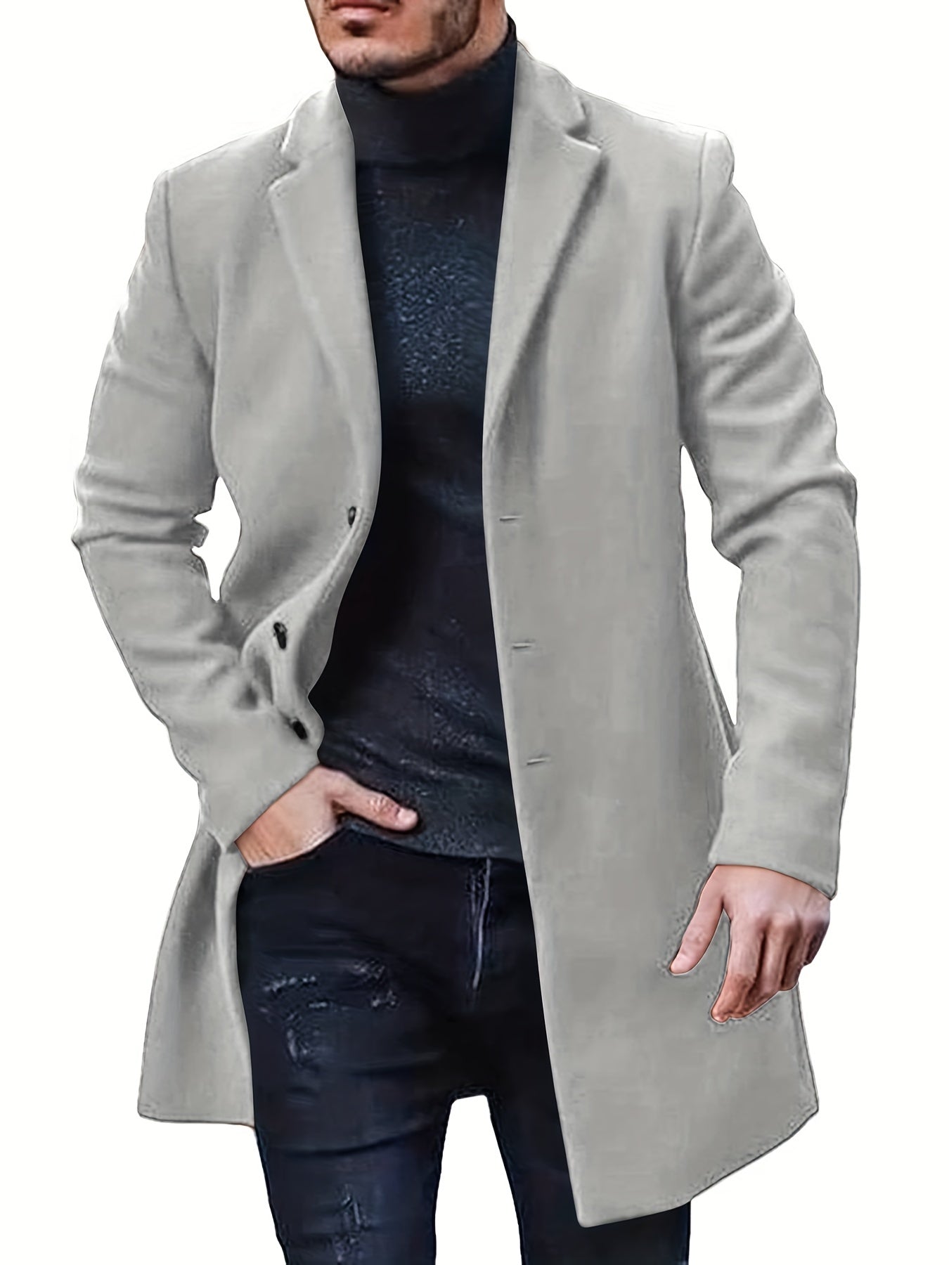 | Ledig Retro Trench Vinterjacka för Herr