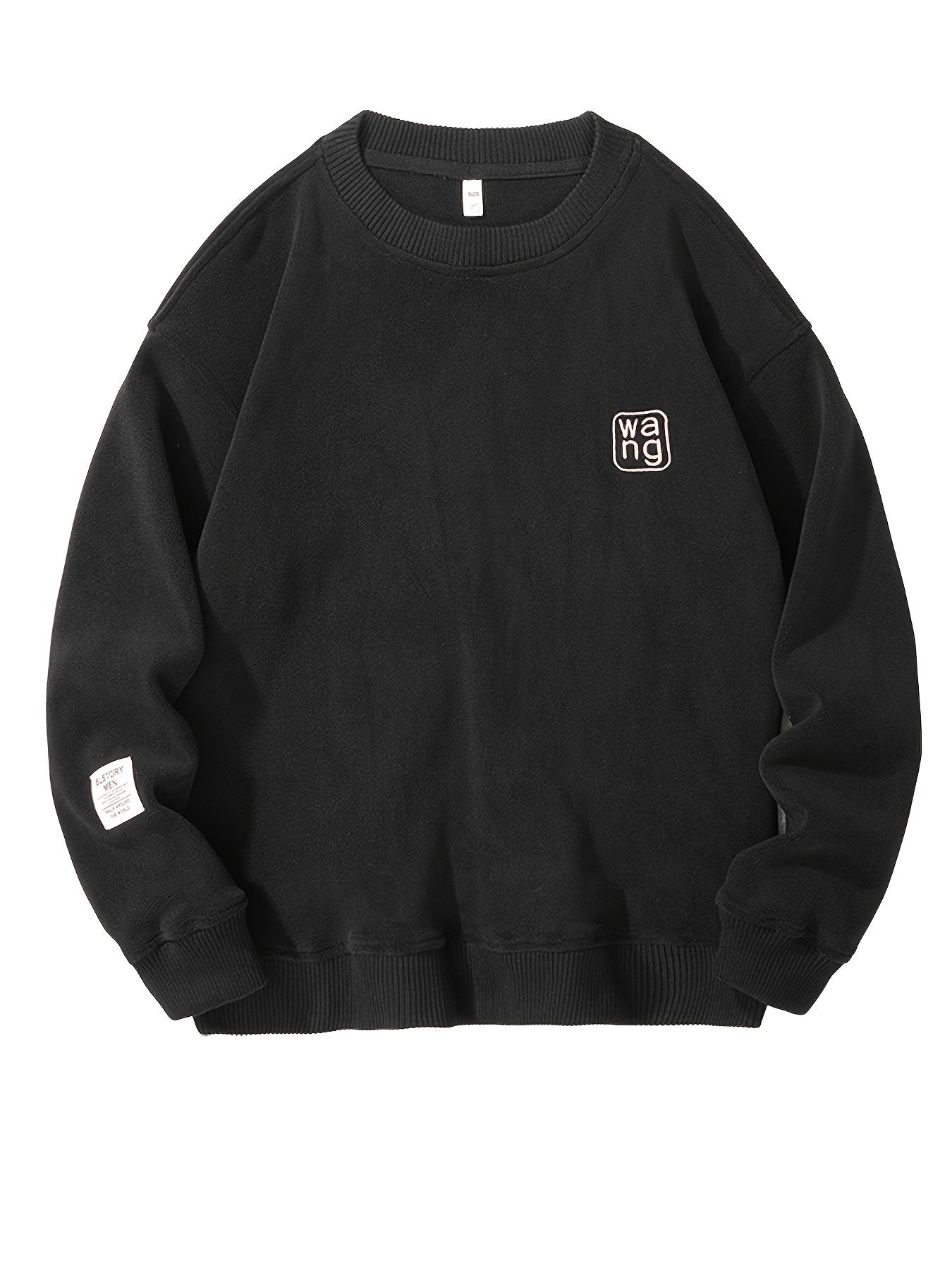 Casual Rund Hals Tröja med Broderad Bokstavsdesign för Herr | Ideal för Höst/Vinter