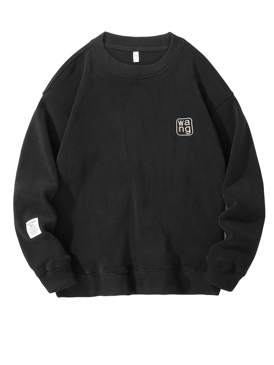 Casual Rund Hals Tröja med Broderad Bokstavsdesign för Herr | Ideal för Höst/Vinter