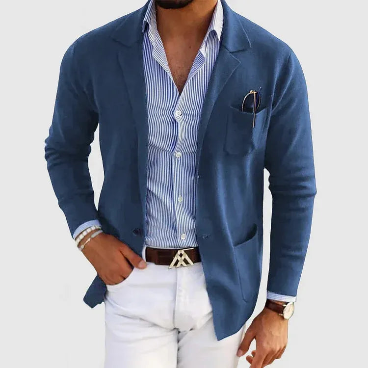 Herr – stickad kavaj – lätt, casual & skräddad elegans