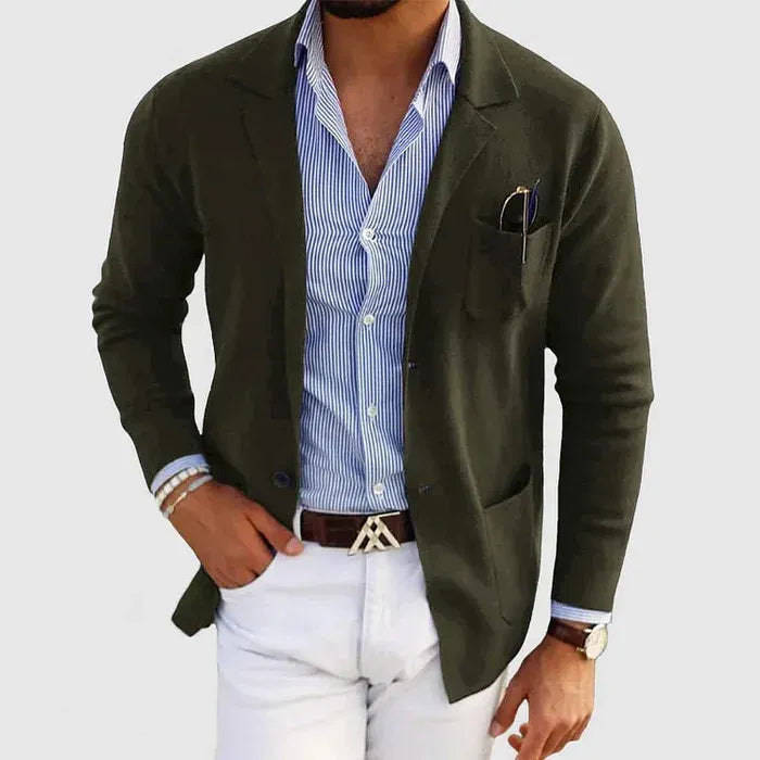 Herr – stickad kavaj – lätt, casual & skräddad elegans