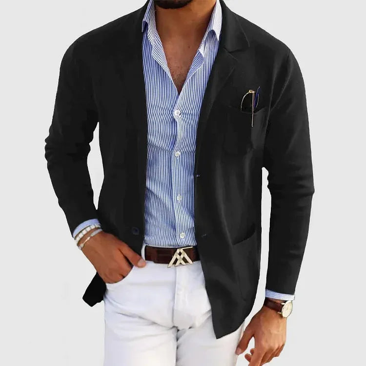Herr – stickad kavaj – lätt, casual & skräddad elegans