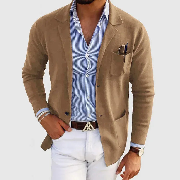 Herr – stickad kavaj – lätt, casual & skräddad elegans