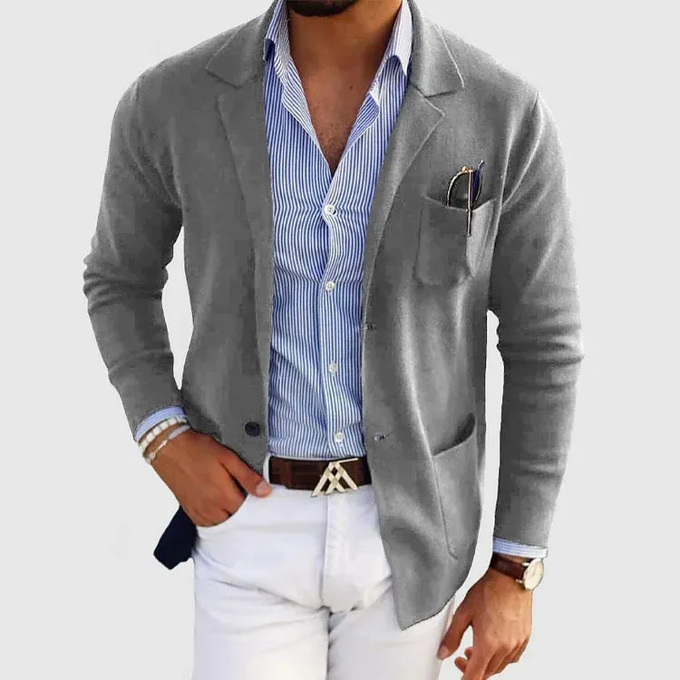 Herr – stickad kavaj – lätt, casual & skräddad elegans