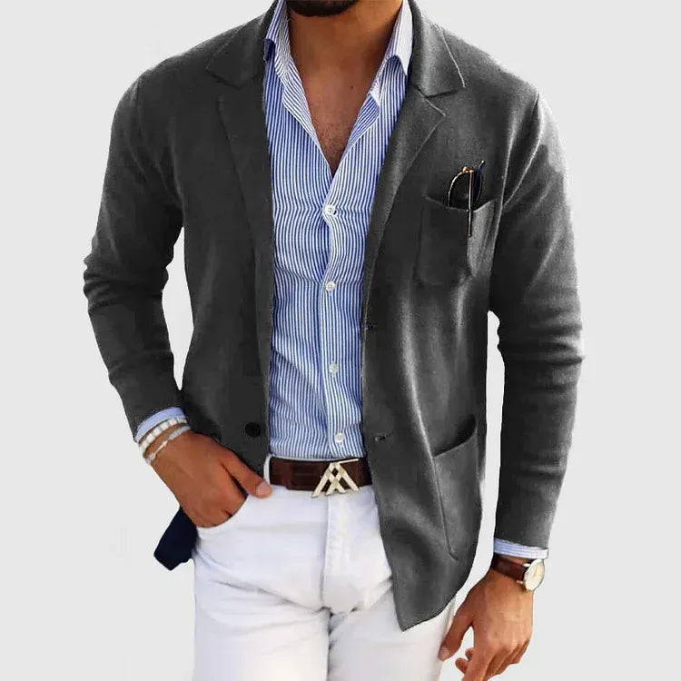 Herr – stickad kavaj – lätt, casual & skräddad elegans