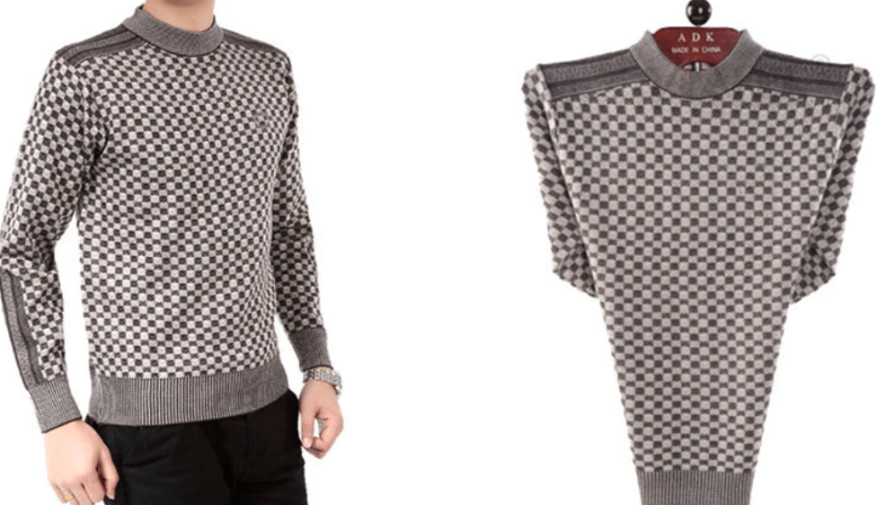 Elegant Fleece Rutig Tröja för Herr | Perfekt för Höst/Vinter