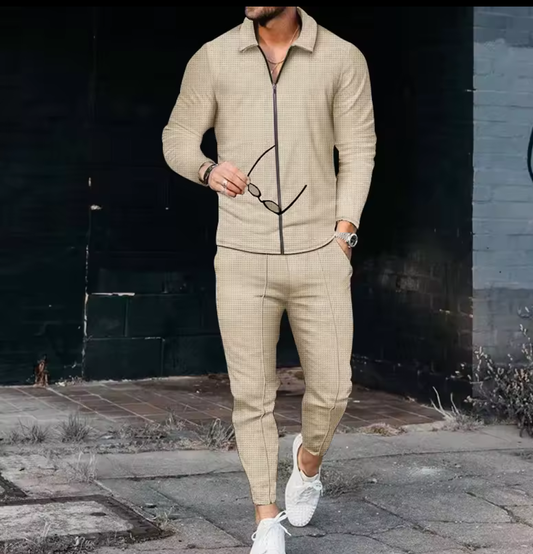 2-delad Tracksuit med Krage och Dragkedja – Sportig Elegans