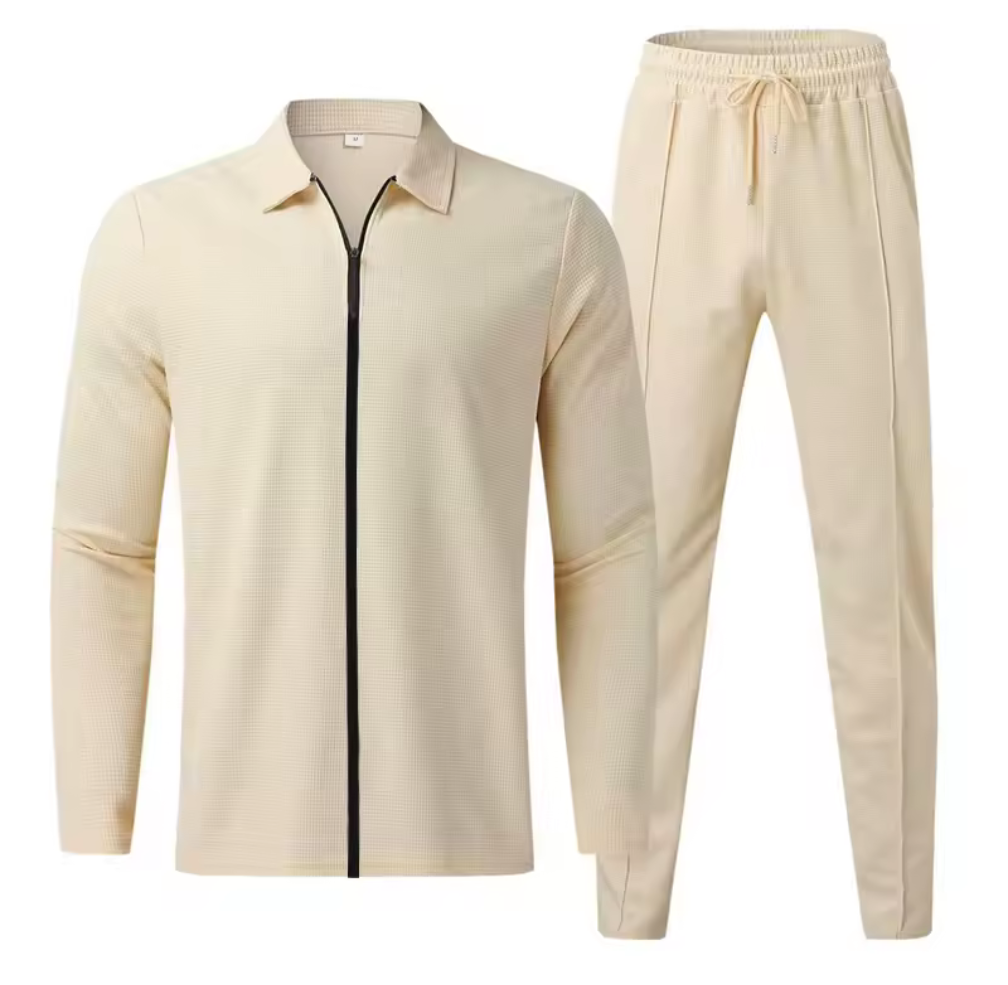 2-delad Tracksuit med Krage och Dragkedja – Sportig Elegans